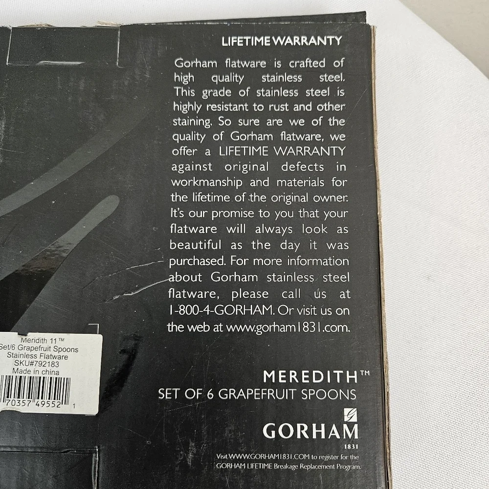 GORHAM Meredith set of 6 Grapefruit Spoons Stainless Flatware